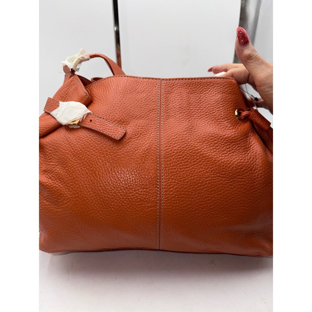 Maxx New York Burnt Orange Pebbled Leather Shoulder Bag Hobo Front Pocket NWT - Picture 6 of 12